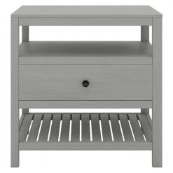 Gray Modern 1-Drawer Rectangle Nightstand 26.2''L*15''W*26.5''H with 2 Shelves, Wooden Nightstand Side Table End Table by ANBAZAR -ANBAZAR Sales gray anbazar nightstands 01742anna e c3 1000