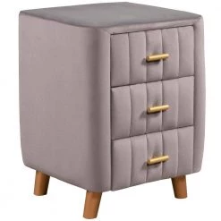 3-Drawer Gray Modern Upholstered Nightstand Wood Side End Table with Tufted Drawers 16.1 in. L x 16.1 in. W x 23.1 in. H by ANBAZAR 12 3-Drawer Gray Modern Upholstered Nightstand Wood Side End Table with Tufted Drawers 16.1 in. L x 16.1 in. W x 23.1 in. H by ANBAZAR -ANBAZAR Sales gray anbazar nightstands 01747anna e 4f 1000