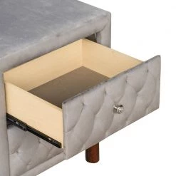 23.6"H x 16"W x 20"L Upholstered Wooden Nightstands with two drawers, bedside table with velvet fabric for bedroom-Gray by ANBAZAR -ANBAZAR Sales gray anbazar nightstands d 001053 g 44 1000
