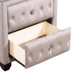 25 in. L x 15.9 in. W x 27.9 in. H Gray Bedroom Upholstery Nightstand with 2-Drawers Storage by ANBAZAR -ANBAZAR Sales gray anbazar nightstands wkx26 gy 44 1000