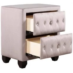 25 in. L x 15.9 in. W x 27.9 in. H Gray Bedroom Upholstery Nightstand with 2-Drawers Storage by ANBAZAR -ANBAZAR Sales gray anbazar nightstands wkx26 gy c3 1000