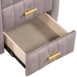 23.1 in. H x 16.1 in. D x 16.1 in. W Gray Bedroom Upholstery Nightstand with 3-Drawers Storage by ANBAZAR -ANBAZAR Sales gray anbazar nightstands wkx27 gy 44 1000