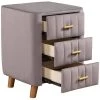 23.1 in. H x 16.1 in. D x 16.1 in. W Gray Bedroom Upholstery Nightstand with 3-Drawers Storage by ANBAZAR