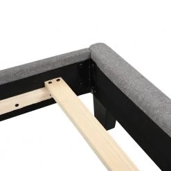 64.3 in. Width Gray Queen Size Wood Linen Fabric Upholstered Platform Bed with Tufted Headboard, Box Spring Needed by ANBAZAR -ANBAZAR Sales gray anbazar platform beds 00600anna 76 1000