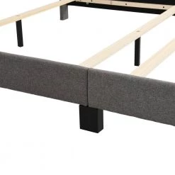 64.3 in. Width Gray Queen Size Wood Linen Fabric Upholstered Platform Bed with Tufted Headboard, Box Spring Needed by ANBAZAR -ANBAZAR Sales gray anbazar platform beds 00600anna fa 1000