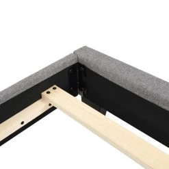 Gray Queen Size 65.30 in. W Wood Linen Upholstered Platform Bed Frame with Tufted Headboard, Box Spring Required by ANBAZAR -ANBAZAR Sales gray anbazar platform beds 00662anna fa 1000