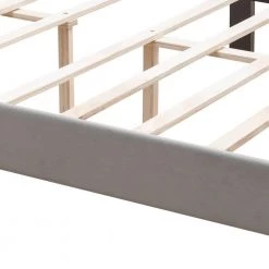 Upholstered Wood Frame Queen Size Platform Bed Button Tufted with Curve Design - Strong Wood Slat Support, Gray Velvet by ANBAZAR -ANBAZAR Sales gray anbazar platform beds d 001315 j 1f 1000