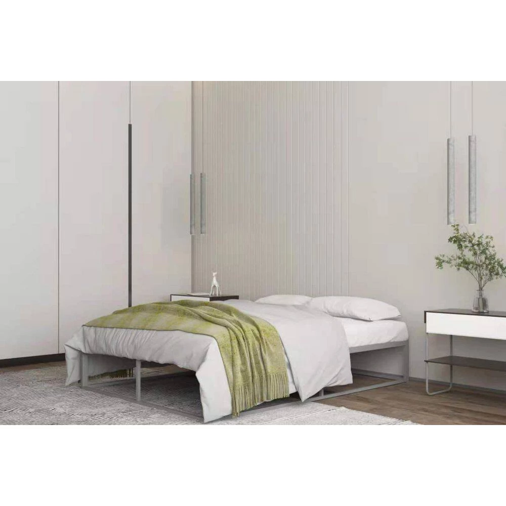 55.51 in. W Gray Full Size Metal Frame Platform Bed, No headboard by ANBAZAR 2 55.51 in. W Gray Full Size Metal Frame Platform Bed, No headboard by ANBAZAR - Image 2