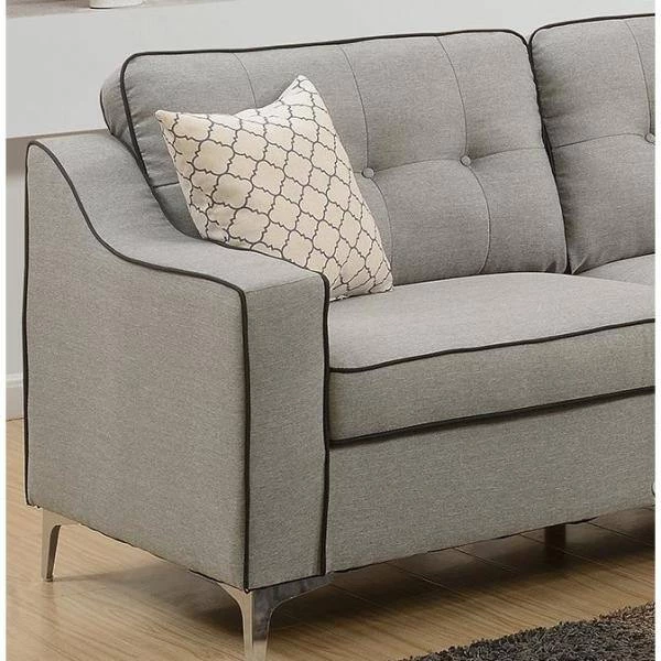 Living Room 72 in. W Slope Arm 2-piece Glossy Polyfiber Sectional Sofa Set in Gray with Sofa and Loveseat by ANBAZAR 5 Living Room 72 in. W Slope Arm 2-piece Glossy Polyfiber Sectional Sofa Set in Gray with Sofa and Loveseat by ANBAZAR - Image 5