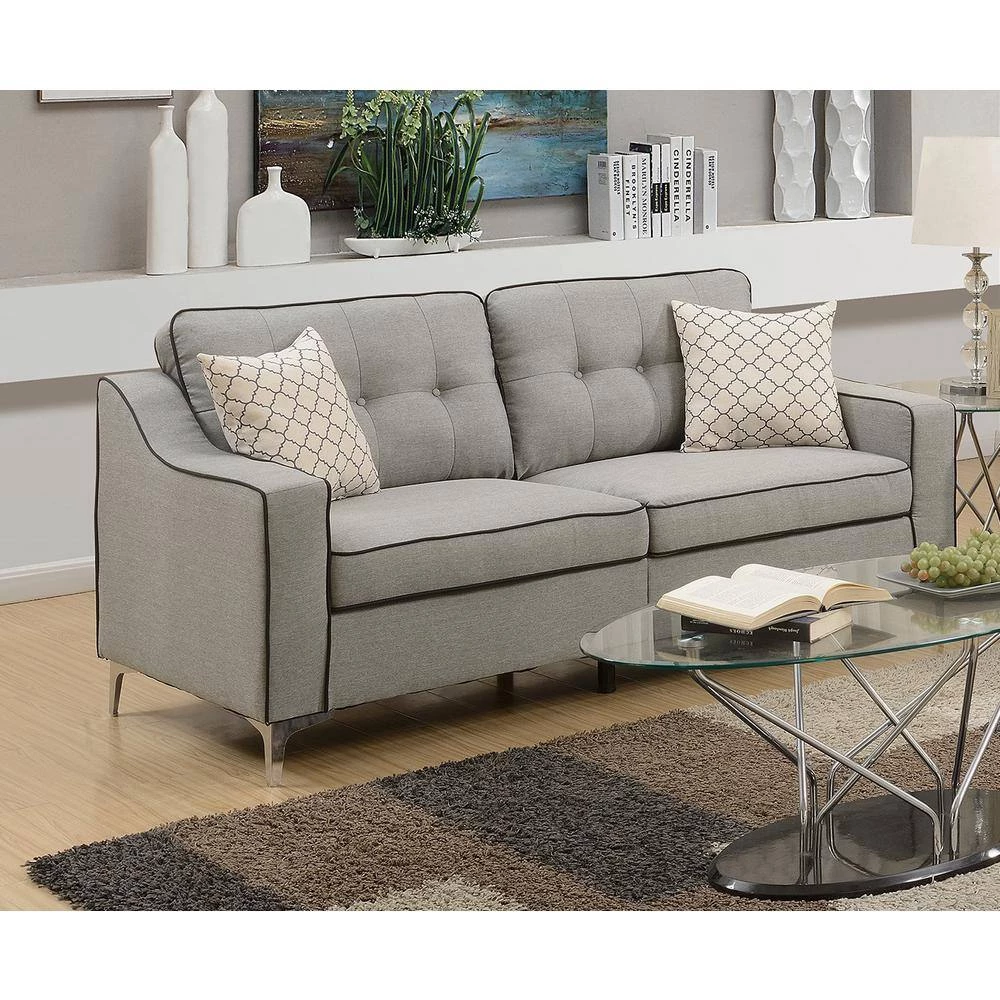 Living Room 72 in. W Slope Arm 2-piece Glossy Polyfiber Sectional Sofa Set in Gray with Sofa and Loveseat by ANBAZAR 3 Living Room 72 in. W Slope Arm 2-piece Glossy Polyfiber Sectional Sofa Set in Gray with Sofa and Loveseat by ANBAZAR - Image 3