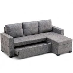 84 in. L Shape Modern Sectional Sofa Bed, Pull Out Storage Sofa Bed with Storage Chaise, 2 USB Charging Ports, Gray by ANBAZAR 14 84 in. L Shape Modern Sectional Sofa Bed, Pull Out Storage Sofa Bed with Storage Chaise, 2 USB Charging Ports, Gray by ANBAZAR -ANBAZAR Sales gray anbazar sofa beds wkx114 4f 1000
