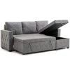 84 in. L Shape Modern Sectional Sofa Bed, Pull Out Storage Sofa Bed with Storage Chaise, 2 USB Charging Ports, Gray by ANBAZAR