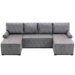 108.75" Pull-Out 6-Seater Sofa Bed, Round Arm polyfiber U Shaped Storage Sofa with 2 USB Charging Ports in Gray by ANBAZAR 12 108.75" Pull-Out 6-Seater Sofa Bed, Round Arm polyfiber U Shaped Storage Sofa with 2 USB Charging Ports in Gray by ANBAZAR -ANBAZAR Sales gray anbazar sofas couches wkx113 gy 66 1000