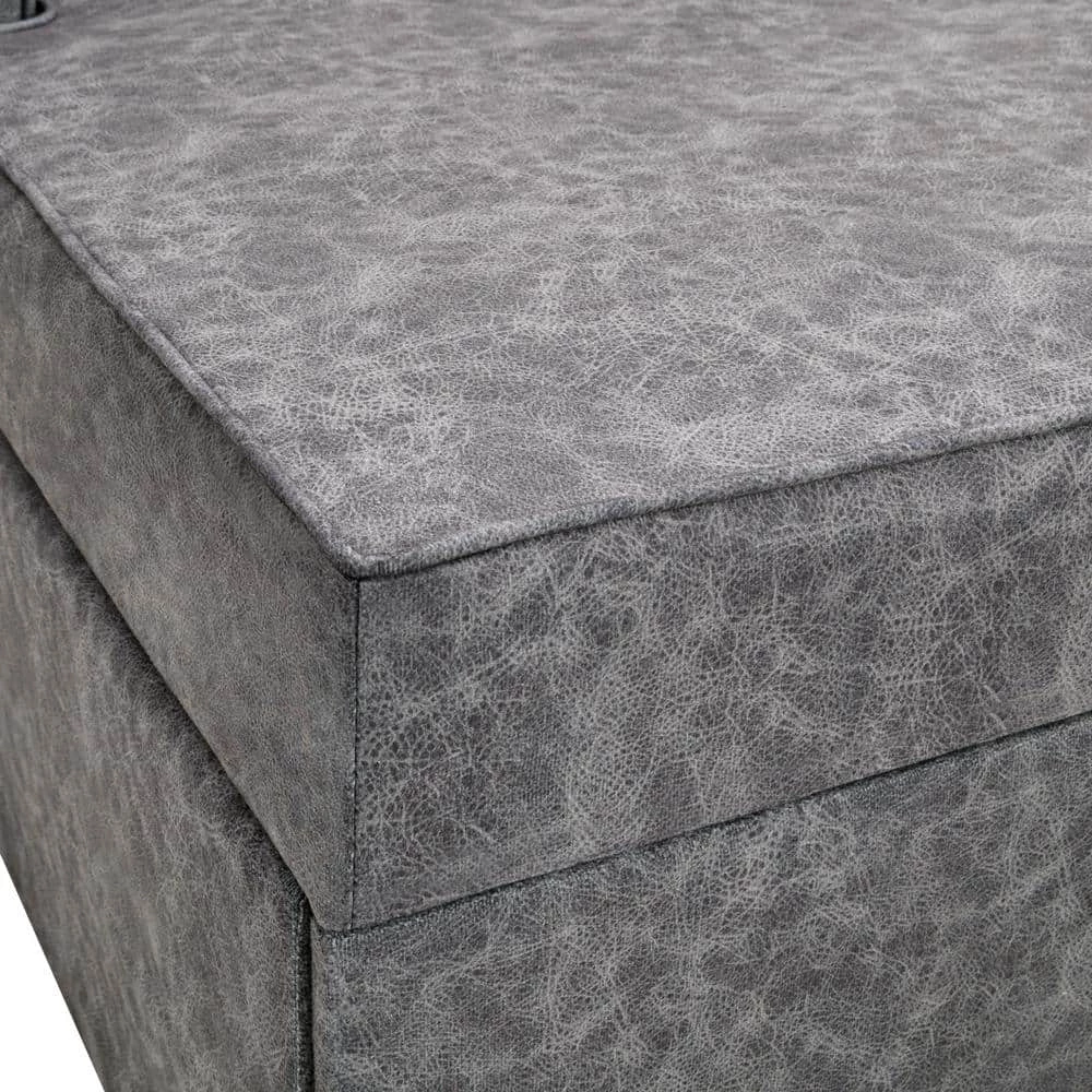 108.75" Pull-Out 6-Seater Sofa Bed, Round Arm polyfiber U Shaped Storage Sofa with 2 USB Charging Ports in Gray by ANBAZAR 8 108.75" Pull-Out 6-Seater Sofa Bed, Round Arm polyfiber U Shaped Storage Sofa with 2 USB Charging Ports in Gray by ANBAZAR - Image 8