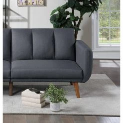 81 in. Square Arm Polyfiber Sofa, Wooden Legs, Convertible Bed, Elegant Modern Straight Sofa in Gray by ANBAZAR 12 81 in. Square Arm Polyfiber Sofa, Wooden Legs, Convertible Bed, Elegant Modern Straight Sofa in Gray by ANBAZAR -ANBAZAR Sales gray anbazar sofas couches wkx134 gy 1f 1000