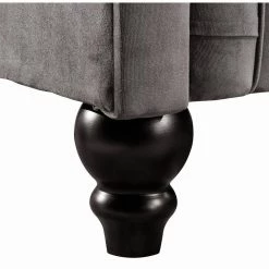 80" Rolled Arm Tufted Velvet Couch, Straight 3 Seat Sofa for Living Room, Chesterfield Sofa in Gray with 3 Pillows by ANBAZAR -ANBAZAR Sales gray anbazar sofas couches wkx138 gy 1f 1000