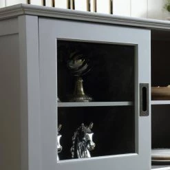 Gray TV Cabinet With Sliding Door, Storage Cabinet with Shelf and Open Storage for Dining Living Room by ANBAZAR -ANBAZAR Sales gray anbazar tv stands d 001281 j 31 1000