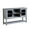 Gray TV Cabinet With Sliding Door, Storage Cabinet with Shelf and Open Storage for Dining Living Room by ANBAZAR