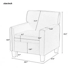 Green Upholstered Living Room Chair, Accent Armchair with Solid Wood Legs by ANBAZAR -ANBAZAR Sales green anbazar accent chairs ff113 v c3 1000