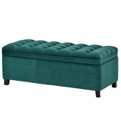 Green Polyester Upholstered Flip Storage Bench Ottoman Footrest 16.1 in. H x 46.5 in. W x 20.1 in. D Button Tufted Top by ANBAZAR -ANBAZAR Sales green anbazar bedroom benches 02403anna c 4f 1000
