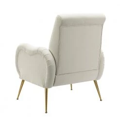 Velvet Accent Chair,Tufted Button Armchair, Reading Chair in Bedroom and Living Room,Leisure Chair with Metal Legs,Ivory by ANBAZAR -ANBAZAR Sales ivory anbazar accent chairs wjz 113a a0 1000