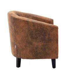 Modern Light Brown Microfiber Upholstery Accent Chair Barrel Chair Club Chair with Wood Legs and Nailheads (Set of 1) by ANBAZAR -ANBAZAR Sales light brown anbazar accent chairs 02488anna lb fa 1000