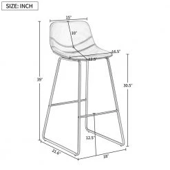 Light Brown Height Bar Stools Low Back Footrest Leather Cushioned Bar Stools Dining Chairs (Set of 2) with Metal Frame by ANBAZAR -ANBAZAR Sales light brown anbazar dining chairs 01620anna d 1f 1000