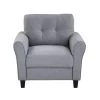Living Room Modern Style Light Grey Button Tufted Linen Upholstered Armchair Couch, Furniture for Home or Office by ANBAZAR
