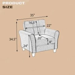 Living Room Modern Style Light Grey Button Tufted Linen Upholstered Armchair Couch, Furniture for Home or Office by ANBAZAR 16 Living Room Modern Style Light Grey Button Tufted Linen Upholstered Armchair Couch, Furniture for Home or Office by ANBAZAR -ANBAZAR Sales light gray anbazar accent chairs wkx115 76 1000