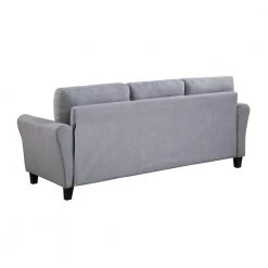 79.9" Modern Sectional Sofa Set, Button Tufted Linen Upholstered Straight Couch in Gray with Armchair 3-Seat Sofa by ANBAZAR -ANBAZAR Sales light gray anbazar sectional sofas wkx119 76 1000