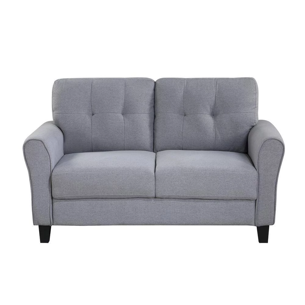 79.9" Modern Sectional Sofa Set, Button Tufted Linen Upholstered Straight Couch in Gray with Loveseat 3-Seat Sofa by ANBAZAR 5 79.9" Modern Sectional Sofa Set, Button Tufted Linen Upholstered Straight Couch in Gray with Loveseat 3-Seat Sofa by ANBAZAR - Image 5