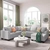 Upholstered Modern British Arm Classic U-shaped 10*86" Sofa includes a 3-Pillow Sectional Sofa Light Gray by ANBAZAR