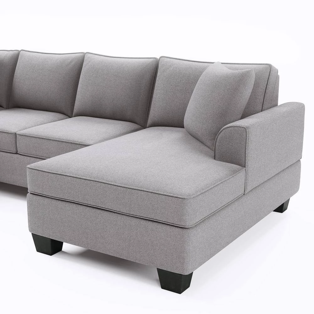 Upholstered Modern British Arm Classic U-shaped 10*86" Sofa includes a 3-Pillow Sectional Sofa Light Gray by ANBAZAR 5 Upholstered Modern British Arm Classic U-shaped 10*86" Sofa includes a 3-Pillow Sectional Sofa Light Gray by ANBAZAR - Image 5