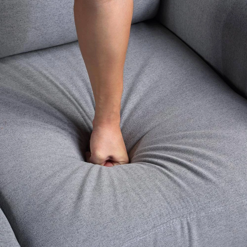 Modern 3-Seat Sofa Couch, Slope Arm Button Tufted Linen Upholstered Straight Couch in Gray, Furniture for Home, Office by ANBAZAR 6 Modern 3-Seat Sofa Couch, Slope Arm Button Tufted Linen Upholstered Straight Couch in Gray, Furniture for Home, Office by ANBAZAR - Image 6