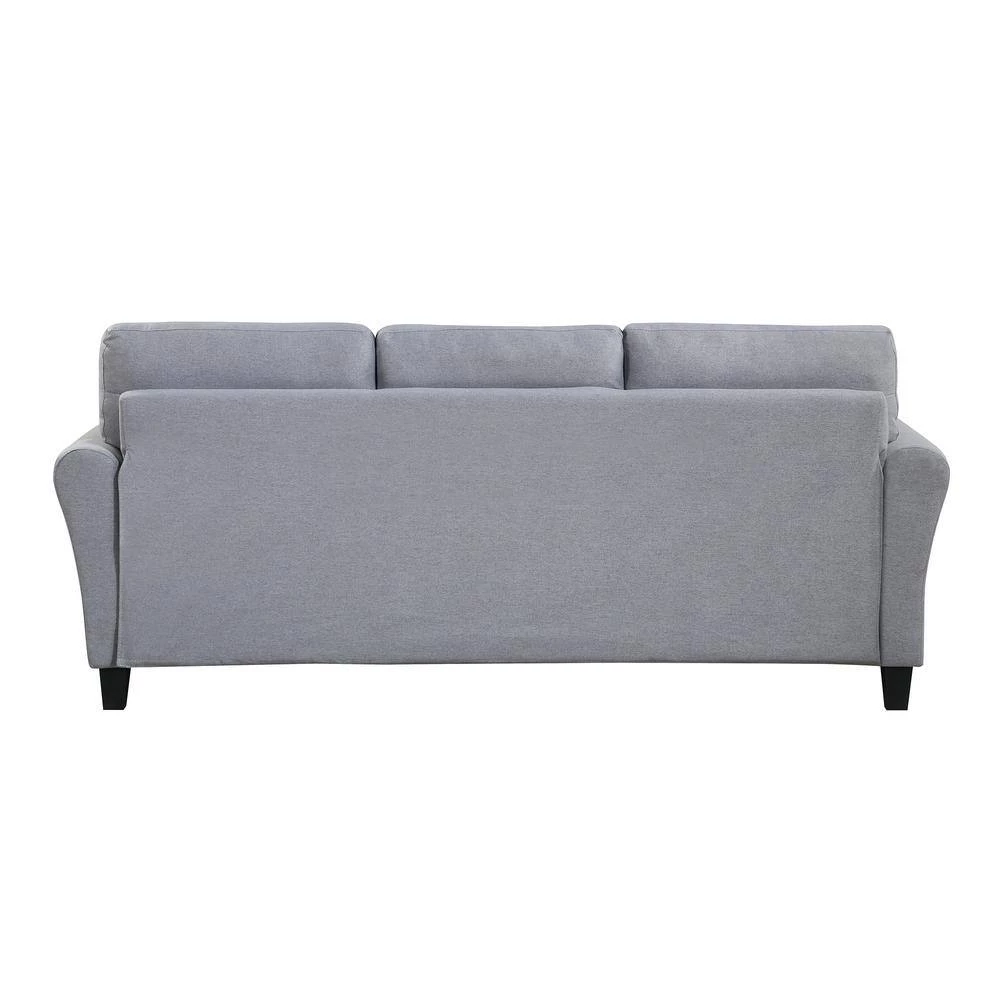 Modern 3-Seat Sofa Couch, Slope Arm Button Tufted Linen Upholstered Straight Couch in Gray, Furniture for Home, Office by ANBAZAR 3 Modern 3-Seat Sofa Couch, Slope Arm Button Tufted Linen Upholstered Straight Couch in Gray, Furniture for Home, Office by ANBAZAR - Image 3