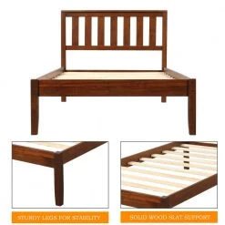 Twin Size Walnut Platform Bed Frame Wood Platform Bed Frame with Headboard and Footboard No Box Spring Needed by ANBAZAR -ANBAZAR Sales light wood anbazar kids beds 00284anna 44 1000