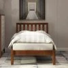 Twin Size Walnut Platform Bed Frame Wood Platform Bed Frame with Headboard and Footboard No Box Spring Needed by ANBAZAR