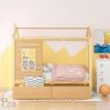 Twin Size Natural Wood House Canopy Bed with Drawers and Roof, Kids House Daybed Frame with Fence by ANBAZAR