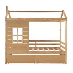 Twin Size Natural Wood House Canopy Bed with Drawers and Roof, Kids House Daybed Frame with Fence by ANBAZAR 11 Twin Size Natural Wood House Canopy Bed with Drawers and Roof, Kids House Daybed Frame with Fence by ANBAZAR -ANBAZAR Sales light wood anbazar kids beds 00486anna c3 1000