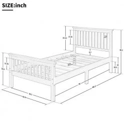 Twin Size Platform Bed Frame Wood Twin Size Platform Bed with Headboard and Footboard for Kids Oak by ANBAZAR -ANBAZAR Sales medium wood anbazar kids beds 00256anna 4f 1000