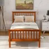 Twin Size Platform Bed Frame Wood Twin Size Platform Bed with Headboard and Footboard for Kids Oak by ANBAZAR