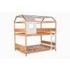 Full-Over-Full Wooden House Bunk Bed with Roof, Window, Little Shelf, Ladder, and Full-Length Guardrails, Natural by ANBAZAR