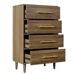 Natural Walnut Wood Modern 4 Drawer CHest of Drawers 30"L x 17"W x 46.2"H, Classic Storage Dresser Beside Table for Home by ANBAZAR -ANBAZAR Sales natural walnut anbazar chest of drawers 01529anna l 44 1000