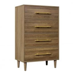 Natural Walnut Wood Modern 4 Drawer CHest of Drawers 30"L x 17"W x 46.2"H, Classic Storage Dresser Beside Table for Home by ANBAZAR -ANBAZAR Sales natural walnut anbazar chest of drawers 01529anna l 4f 1000