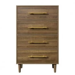 Natural Walnut Wood Modern 4 Drawer CHest of Drawers 30"L x 17"W x 46.2"H, Classic Storage Dresser Beside Table for Home by ANBAZAR