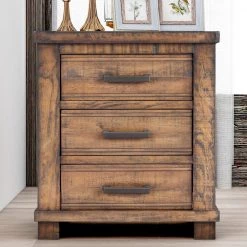 Rustic Three-Drawers Farmhouse Style Nightstand 25.6"H 17"W 24"D, Wood Bedside Table Cabinet with Solid Wood Legs by ANBAZAR 8 Rustic Three-Drawers Farmhouse Style Nightstand 25.6"H 17"W 24"D, Wood Bedside Table Cabinet with Solid Wood Legs by ANBAZAR -ANBAZAR Sales natural wood anbazar nightstands 00412anna c3 1000
