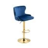Counter Height Bar Stool, Tufted Upholstered Bar Chair, Bar Stool with Nail Back and Footrest, Kitchen, Dining Area,Navy by ANBAZAR