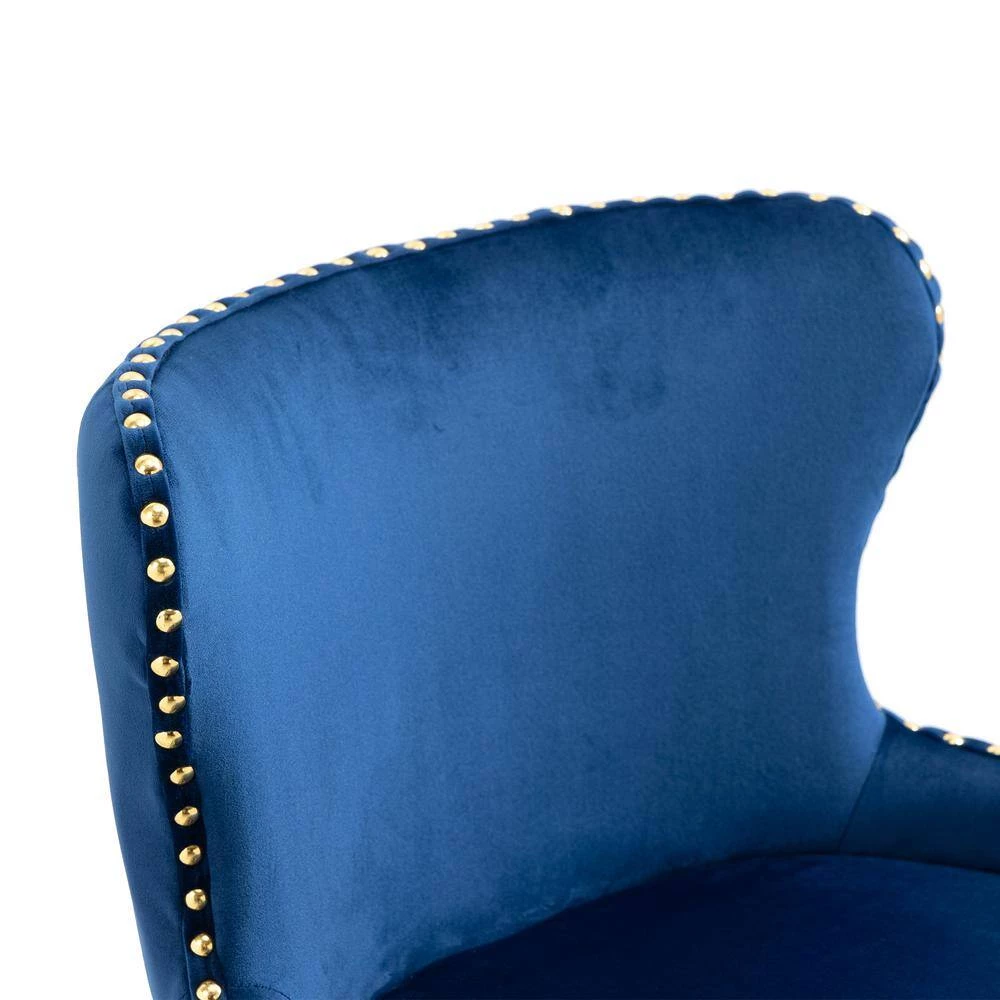 Counter Height Bar Stool, Tufted Upholstered Bar Chair, Bar Stool with Nail Back and Footrest, Kitchen, Dining Area,Navy by ANBAZAR 7 Counter Height Bar Stool, Tufted Upholstered Bar Chair, Bar Stool with Nail Back and Footrest, Kitchen, Dining Area,Navy by ANBAZAR - Image 7
