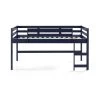 Twin Loft Bed with Wood Frame, Ladder and Child Rail for Kids, Navy Blue Finish by ANBAZAR