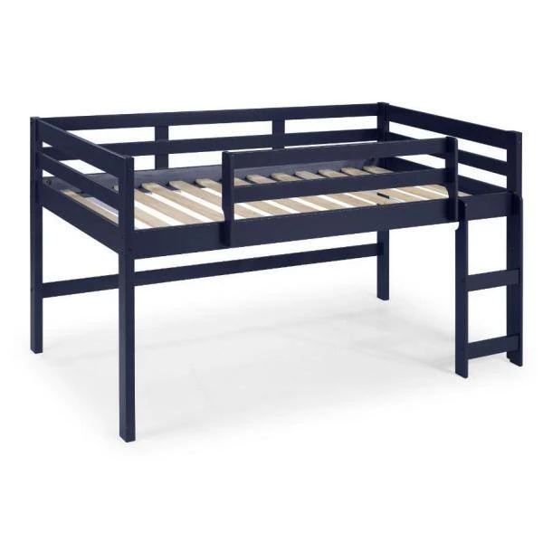 Twin Loft Bed with Wood Frame, Ladder and Child Rail for Kids, Navy Blue Finish by ANBAZAR 4 Twin Loft Bed with Wood Frame, Ladder and Child Rail for Kids, Navy Blue Finish by ANBAZAR - Image 4